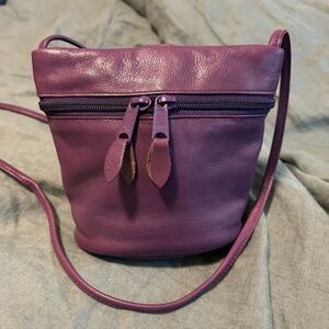 Vintage Purple Leather Crossbody Bag